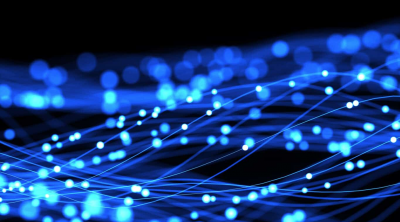 connected strings of blue lights